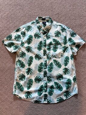 J. Crew Factory Short Sleeve Button Down Shirt Mens Large Slim